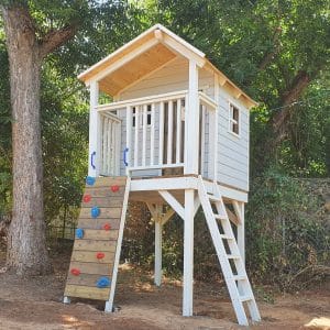 בית עץ לילדים עם קיר טיפוס – דגם יובל